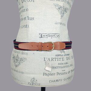 Vintage Pickwick Blue Belt 34 Knit Leather Webbed